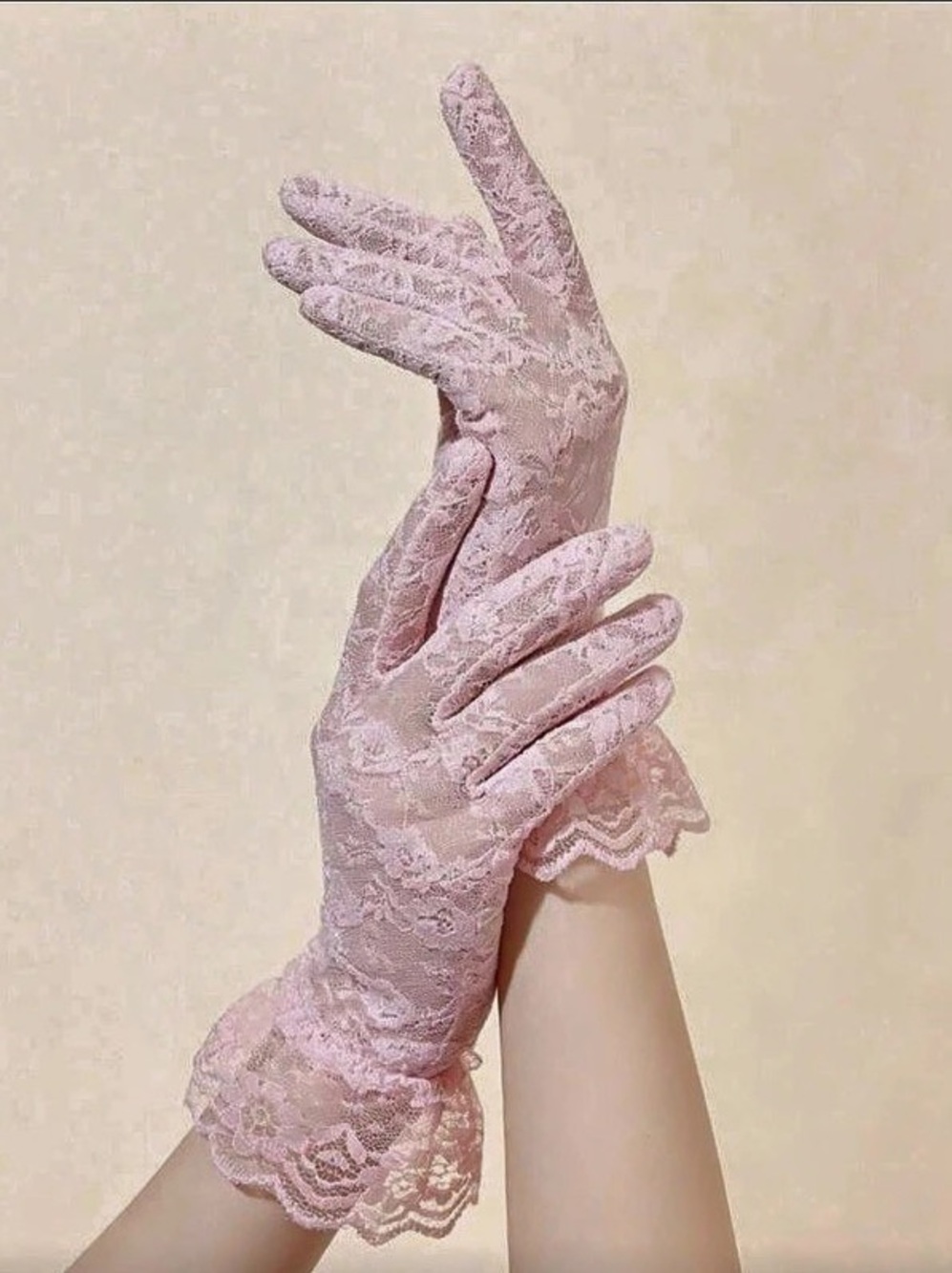 Pink Lace Gloves
